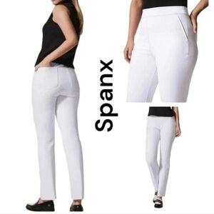 Spanx On The Go Silver Linings Slim Straight Pant Classic White Size M